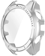 Funda protectora (pro Garmin Fenix 8 AMOLED, 47mm), plástico, plateado + cristal