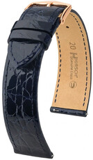 correa de cuero Hirsch Genuine Croco L 01808080-7, azul, piel de cocodrilo, longitud L, Quick Release