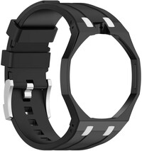Correa de silicona Ricardo Pinzolo (para Swatch Royal Pop), Black, con funda, corona a las 12h