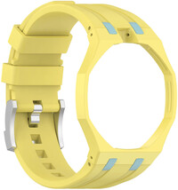 correa de silicona Ricardo Pinzolo (para Swatch Royal Pop), Yellow, con estuche, corona a las 12h