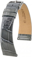 Correa de cuero Hirsch Prestige L 02207030-2, gris, piel de aligátor, longitud L, Quick Release