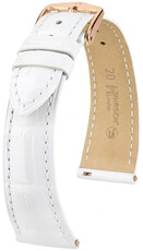 Correa de cuero Hirsch London L 04207000-7, blanco, piel de aligátor, longitud L, Quick Release