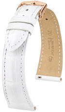 Correa de cuero Hirsch London L 04207009-7, blanco, piel de aligátor, longitud L, Quick Release
