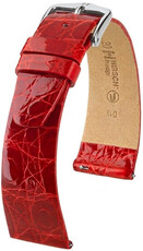 correa de cuero Hirsch Prestige L 02208020-2, rojo, piel de cocodrilo, largo L, Quick Release