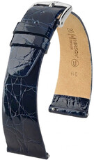 correa de cuero Hirsch Prestige L 02208080-2, azul, piel de cocodrilo, longitud L, Quick Release
