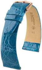 correa de cuero Hirsch Prestige L 02208083-7, azul, piel de cocodrilo, longitud L, Quick Release