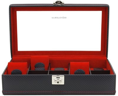 Caja de reloj Friedrich Lederwaren Carbon 32048-2