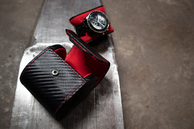 Funda para relojes Friedrich Lederwaren Carbon 32057-2