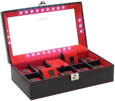 Caja de reloj Friedrich Lederwaren Carbon 32059-2