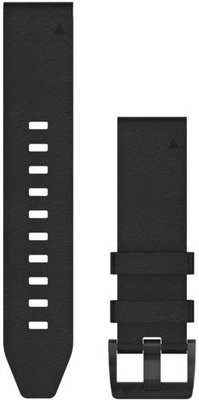 Correa Garmin QuickFit 22 mm, cuero, negra, hebilla negra (Fenix 7/6/5, Epix 2, etc.)