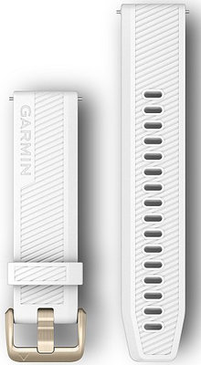 Correa de liberación rápida Garmin 20 mm, silicona, blanca, hebilla dorada (Venu, Venu Sq, Venu 2 plus, etc.)
