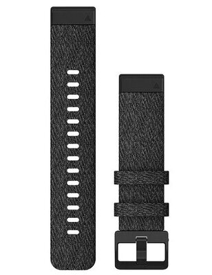 Correa Garmin QuickFit 20 mm, de nailon, negra, hebilla negra (Fenix 7S/6S/5S)