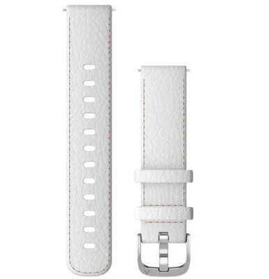 Correa Garmin Quick Release 18 mm, cuero, blanca, hebilla plateada (Venu 2S, Vívoactive 4S, Vívomove 3S)