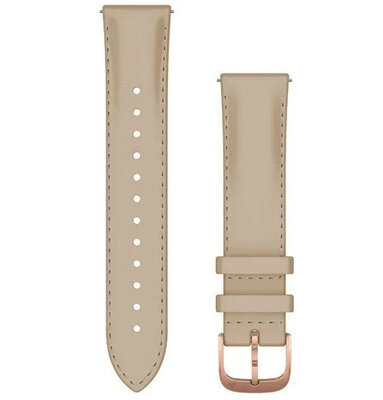 Correa de liberación rápida Garmin 20 mm, cuero, beige, hebilla de oro rosa (Venu, Venu Sq, Venu 2 plus, etc.)