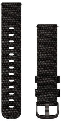 Correa Garmin Quick Release 20 mm, de nailon, negra, hebilla negra (Venu, Venu Sq, Venu 2 plus, etc.)