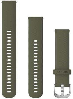 Correa de liberación rápida Garmin 20mm, silicona, verde, hebilla plateada (Venu, Venu Sq, Venu 2 plus, etc.) + pieza extendida