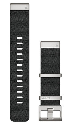 Correa Garmin QuickFit 22mm, de nailon, negra, hebilla plateada (Fenix 7/6/5, Epix 2, etc.)
