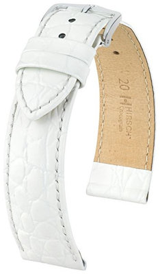 Correa de piel blanca Hirsch Crocograin M 12302800-2 (Teletina)