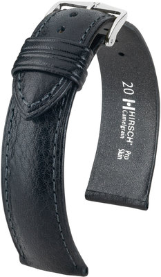 Correa de piel negra Hirsch Camelgrain L 01009050-2 (Teletina)