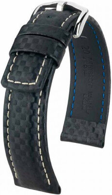 Correa de piel negra Hirsch Carbon L 02592050-2 (Teletina)