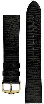 correa de cuero Hirsch Lizard L 01766050-1, negro, piel de lagarto, longitud L, Quick Release
