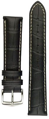 correa de cuero Hirsch Modena L 10302850-2, negro, piel de ternero, longitud L, Quick Release