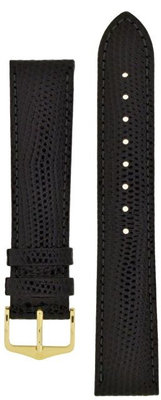 correa de cuero Hirsch Rainbow M 12302650-1, negro, piel de ternero, longitud M, Quick Release