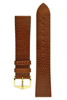 correa de cuero Hirsch Lizard L 01766070-1, marrón, piel de lagarto, longitud L, Quick Release