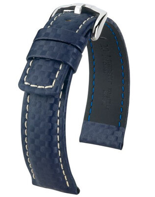 Correa de piel azul oscuro Hirsch Carbon L 02592080-2 (Teletina)