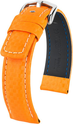 Correa de piel naranja Hirsch Carbon L 02592076-2 (Teletina)