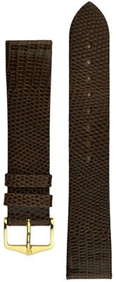 correa de cuero Hirsch Lizard L 01766010-1, marrón, piel de lagarto, longitud L, Quick Release