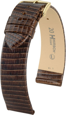 Correa de piel marrón oscuro Hirsch Lizard L 01766010-1 (Piel de lagarto)