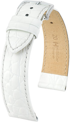 Correa de piel blanca Hirsch Crocograin L 12322800-2 (Teletina)
