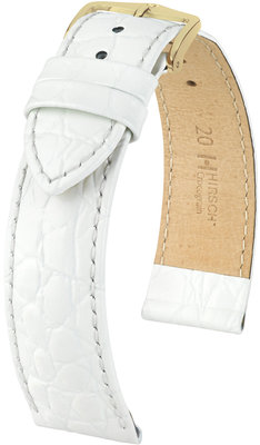 Correa de piel blanca Hirsch Crocograin M 12302800-1 (Teletina)