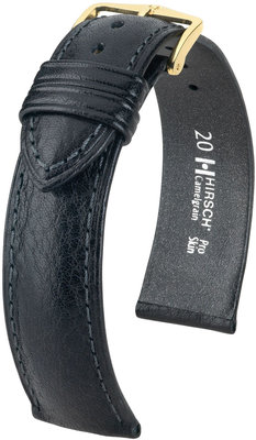 Correa de piel negra Hirsch Camelgrain M 10200950OE-1 (Teletina) Open End