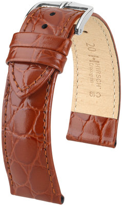 Correa de piel marrón Hirsch Crocograin L 12322870-2 (Teletina)
