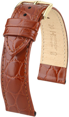 Correa de piel marrón Hirsch Crocograin M 12302870-1 (Teletina)