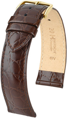 Correa de piel marrón oscuro Hirsch Crocograin L 12322810-1 (Teletina)