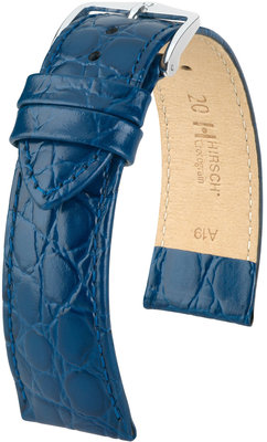 Correa de piel azul oscuro Hirsch Crocograin M 12302880-2 (Teletina)