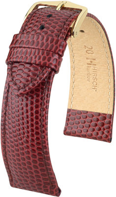 Correa de piel burdeos Hirsch Rainbow M 12302660-1 (Teletina)