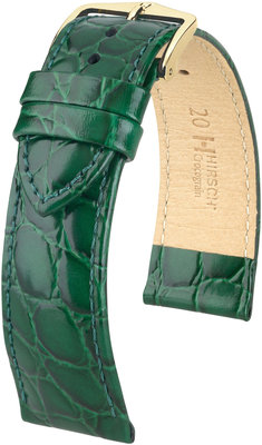 Correa de piel verde Hirsch Crocograin M 12302840-1 (Teletina)