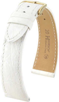 Correa de piel blanca Hirsch Genuine Croco M 18900800-1 (Piel de cocodrilo) Hirsch selection