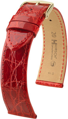Correa de piel roja Hirsch Genuine Croco L 18920820-1 (Piel de cocodrilo) Hirsch Selection