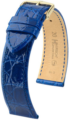 Correa de piel azul Hirsch Genuine Croco L 18920885-1 (Piel de cocodrilo) Hirsch Selection