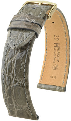 Correa de piel gris Hirsch Genuine Croco M 18900830-1 (Piel de cocodrilo) Selección Hirsch