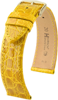 Correa de piel amarilla Hirsch Genuine Croco L 18920872-1 (Piel de cocodrilo) Hirsch selection