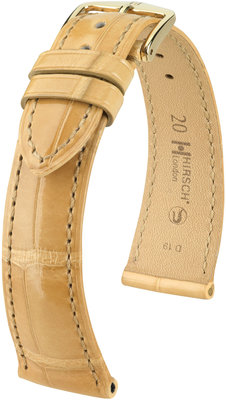 Correa de piel beige Hirsch London M 04307190-1 (Piel de aligátor) Hirsch selection