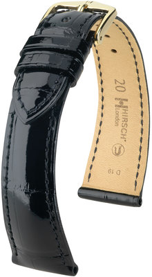 Correa de piel negra Hirsch London L 04307050-1 (Piel de cocodrilo) Hirsch Selection