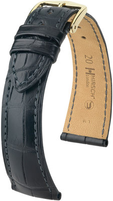 Correa de piel negra Hirsch London L 04307059-1 (Piel de aligátor)