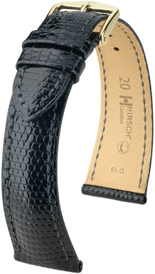 Correa de piel negra Hirsch London L 04366050-1 (Piel de lagarto) Hirsch selection